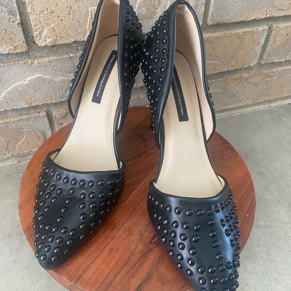 French Connection Black Studded Heels